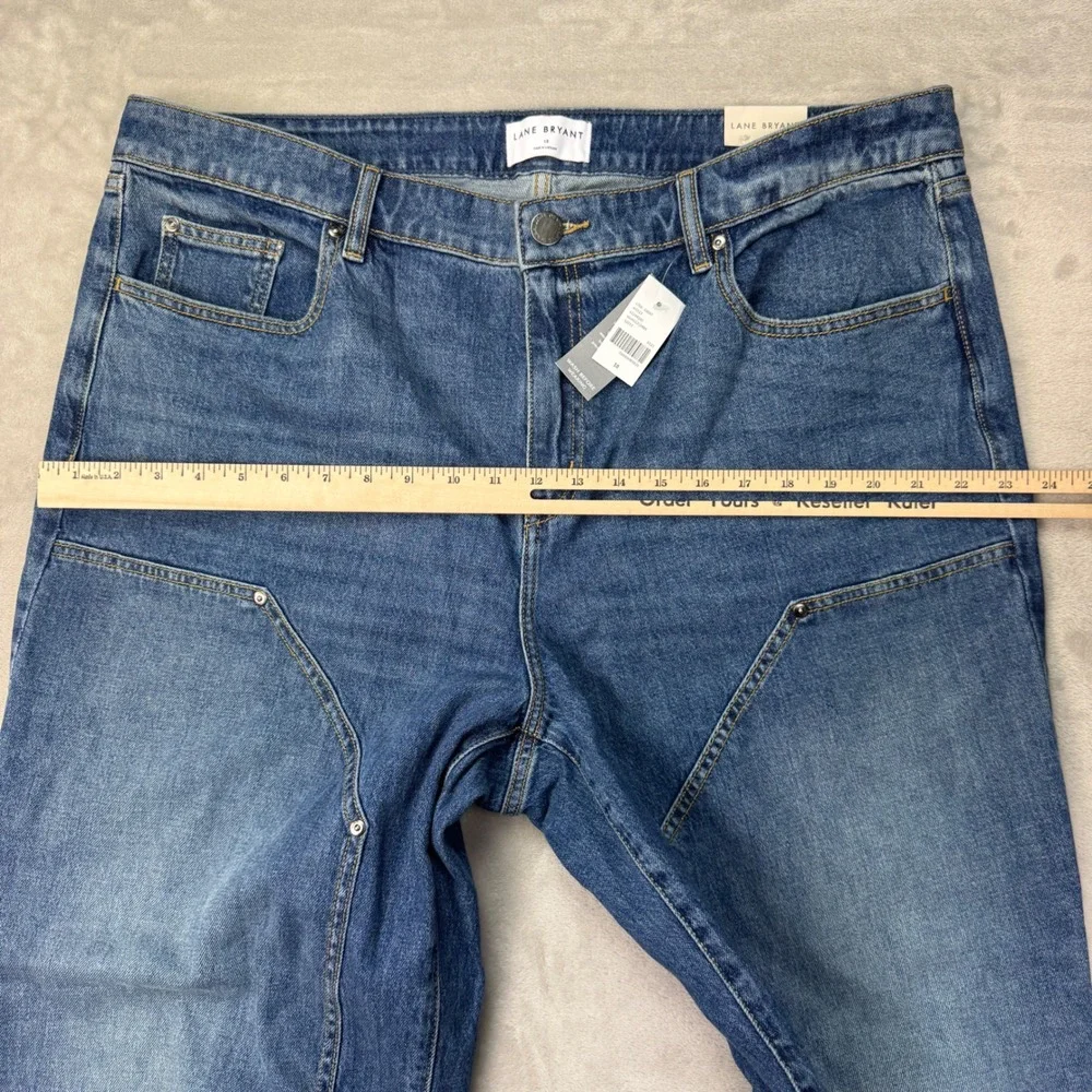 Lane Bryant Double Knee‎ Carpenter Wide Leg Jeans Womens 18 Blue High Rise New